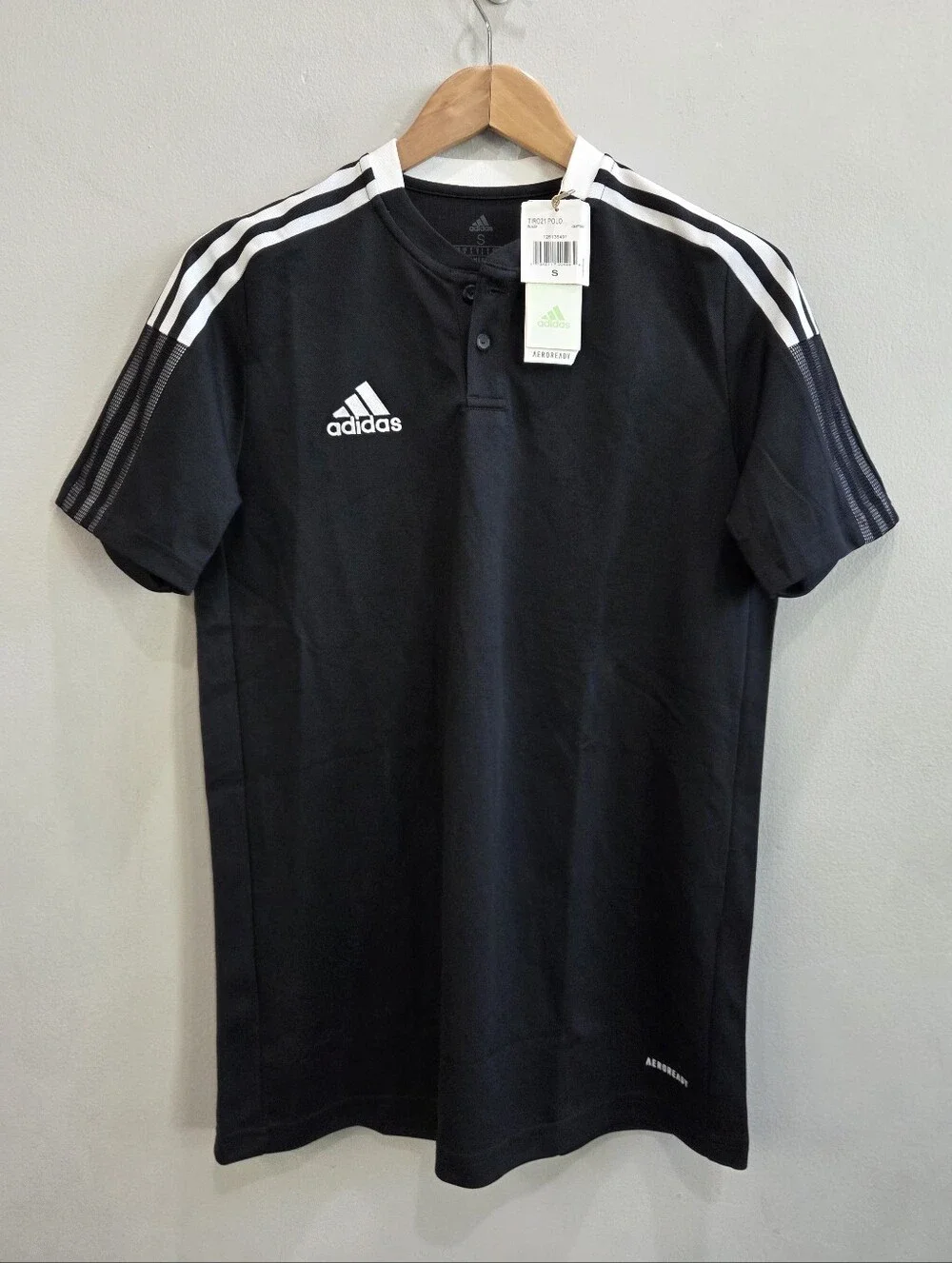 Adidas Tiro 21 Polo Soccer Shirt Black White Primegreen Men's Size Small